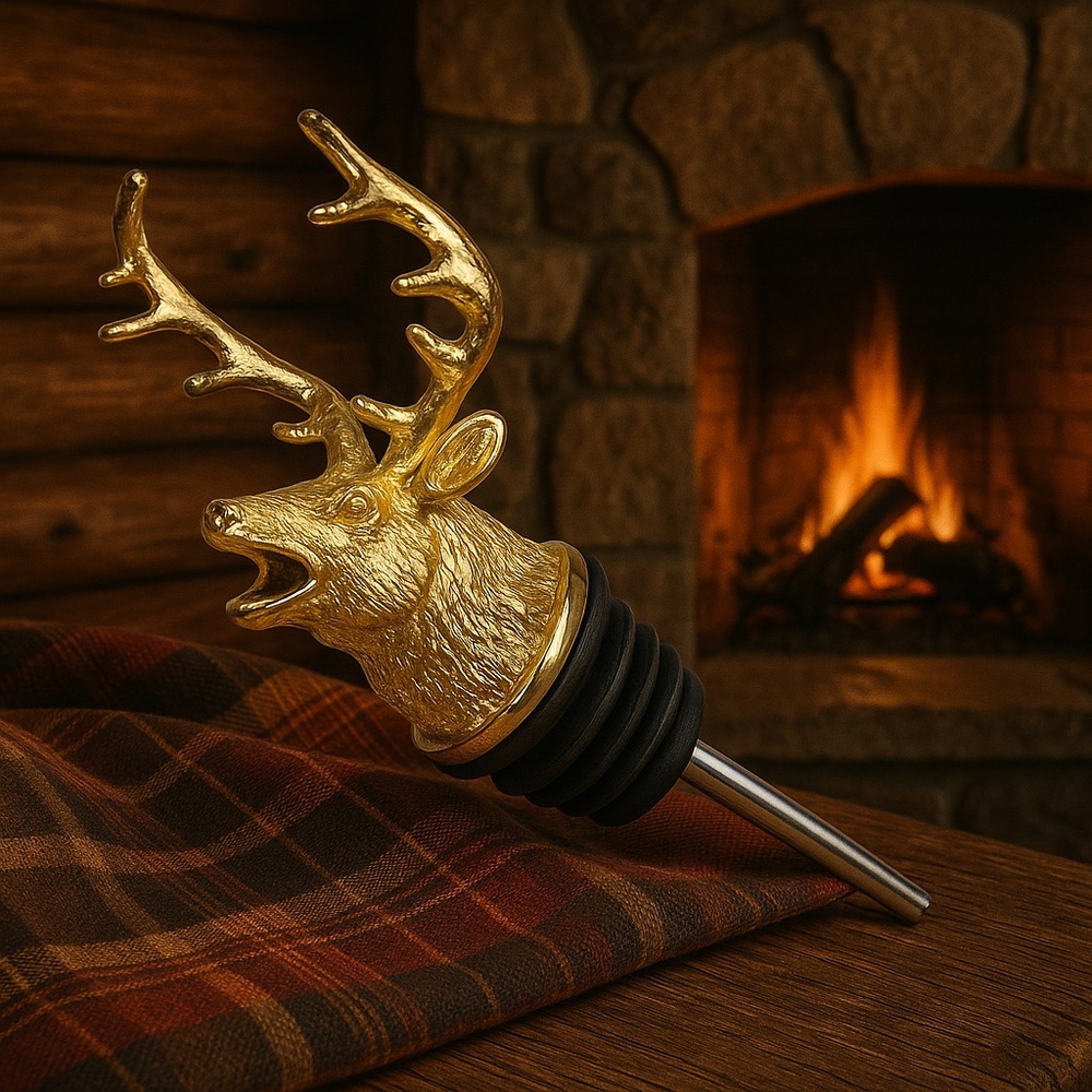 Gold Deer Head Pour Spout for Beverages or Wine and Liquor